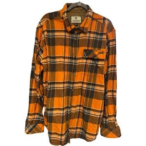 Legendary Vintage Whitetails Men's Buck Camp Flannel Shirt- XL Orange Plaid